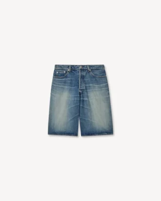 Pantalón corto recto de denim japonés