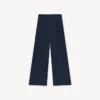 Pantalones de corte entallado de pierna ancha en lana virgen Pantalones de corte entallado de pierna ancha en lana virgen