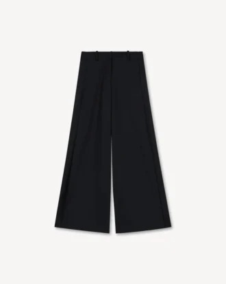 Pantalones de pierna ancha de lana virgen Pantalones de pierna ancha de lana virgen