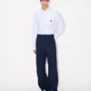 Pantalones elásticos de algodón con diseño en espiga Pantalones elásticos de algodón con diseño en espiga