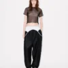 Pantalones entallados con pliegues de lana virgen y seda
