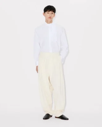Pantalones plisados de lana virgen