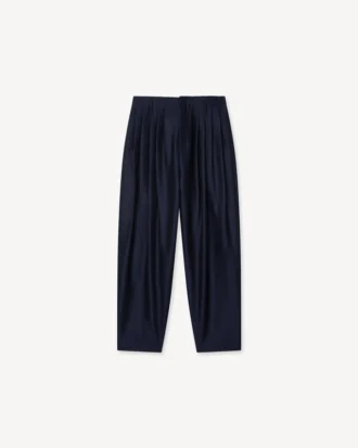 Pantalones plisados de lana virgen y seda