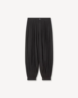 Pantalones plisados tipo globo de algodón y cáñamo