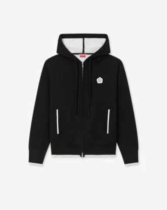 Sudadera con capucha y cremallera bordada «Boke Flower 2.0» en algodón y lana