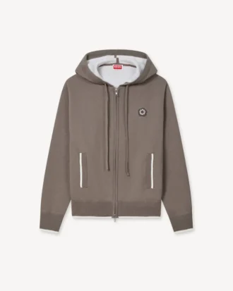 Sudadera con capucha y cremallera bordada «Boke Flower 2.0» en algodón y lana