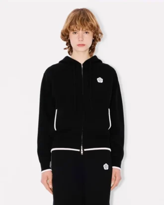Sudadera con capucha y cremallera bordada «Boke Flower 2.0» en algodón y lana