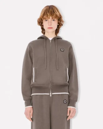 Sudadera con capucha y cremallera bordada «Boke Flower 2.0» en algodón y lana