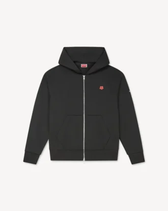 Sudadera con capucha y cremallera bordada con «Boke Flower» en algodón
