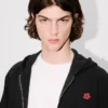 Sudadera con capucha y cremallera bordada con «Boke Flower» en algodón