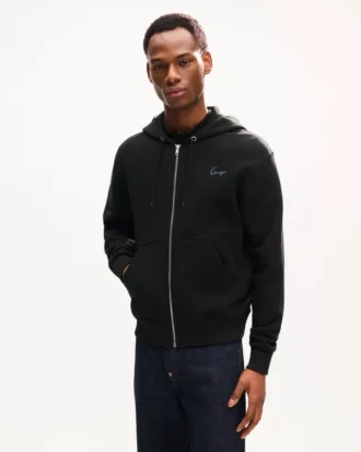 Sudadera con capucha y cremallera bordada «Kenzo Signature» en algodón