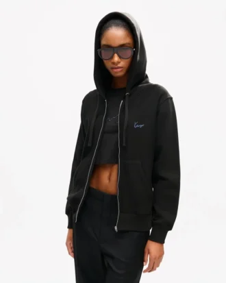 Sudadera con capucha y cremallera bordada «Kenzo Signature» en algodón