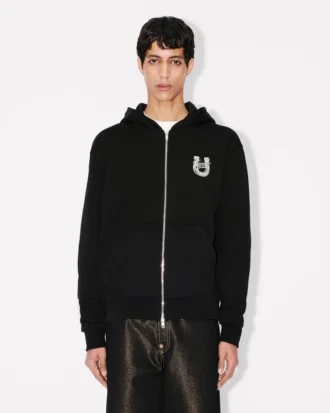 Sudadera con capucha y cremallera bordada «Lunar New Year» de algodón