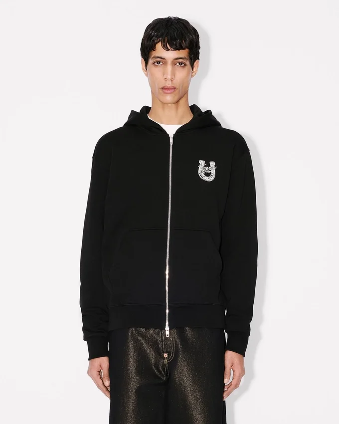 Sudadera con capucha y cremallera bordada «Lunar New Year» de algodón Sudadera con capucha y cremallera bordada «Lunar New Year» de algodón