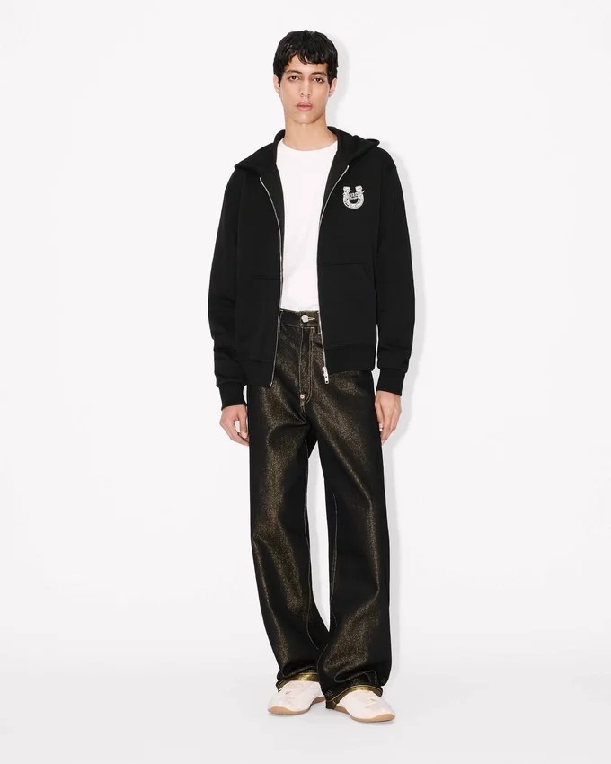 Sudadera con capucha y cremallera bordada «Lunar New Year» de algodón Sudadera con capucha y cremallera bordada «Lunar New Year» de algodón