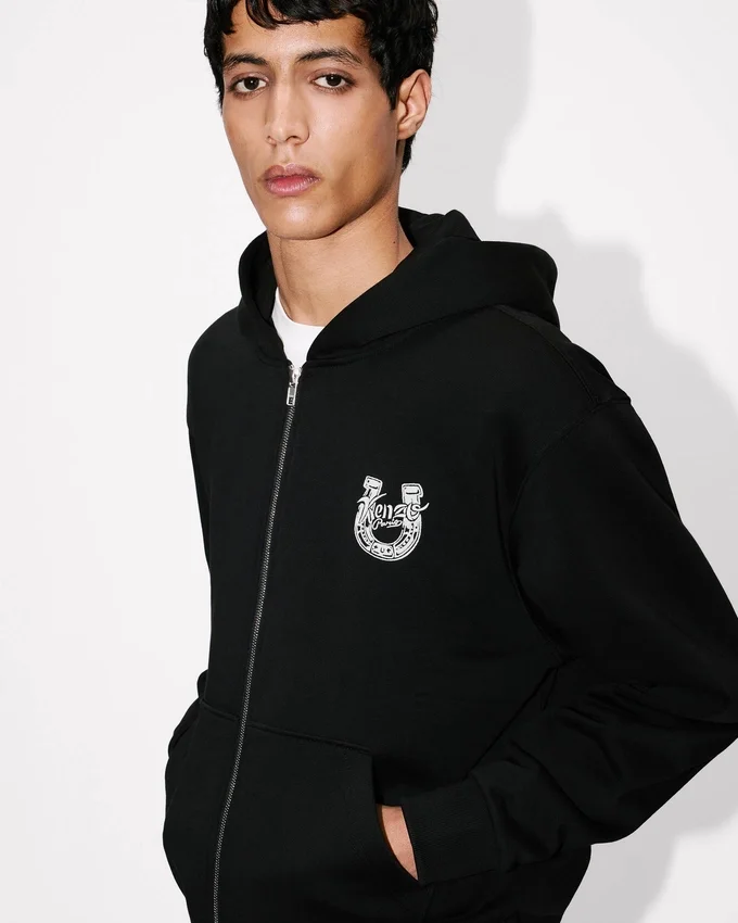 Sudadera con capucha y cremallera bordada «Lunar New Year» de algodón Sudadera con capucha y cremallera bordada «Lunar New Year» de algodón