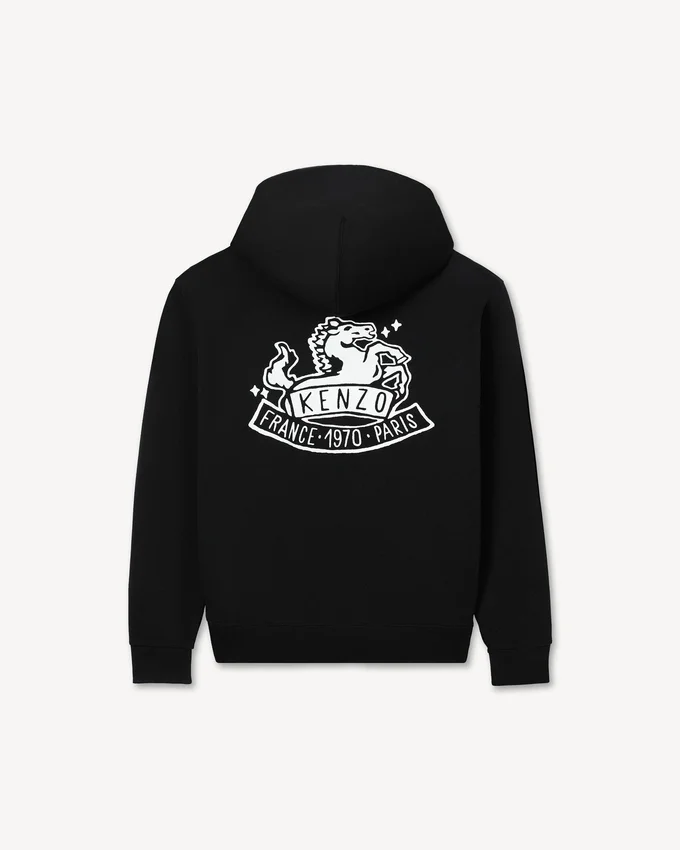 Sudadera con capucha y cremallera bordada «Lunar New Year» de algodón Sudadera con capucha y cremallera bordada «Lunar New Year» de algodón