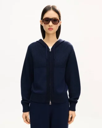 Sudadera con capucha y cremallera de punto «Kenzo Signature» en algodón y lana