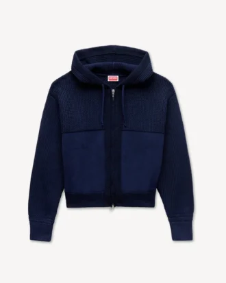 Sudadera con capucha y cremallera de punto «Kenzo Signature» en algodón y lana