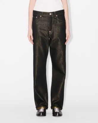 Vaqueros boyfriend de cintura baja en denim japonés con lurex