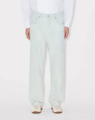 Vaqueros cargo Monkey Fit con bordado «Kenzo Cartoon» en cambray Stone Bleach