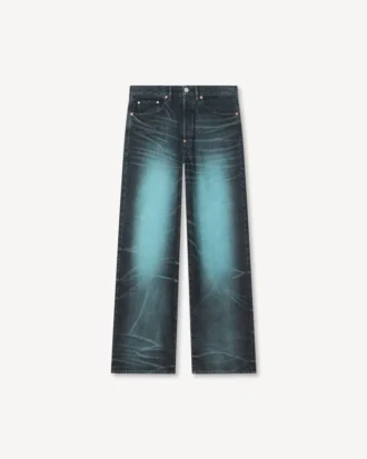 Vaqueros de corte ancho con vuelta en denim japonés