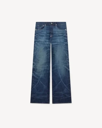Vaqueros de corte ancho con vuelta en denim japonés
