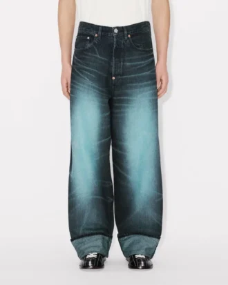 Vaqueros de corte ancho con vuelta en denim japonés