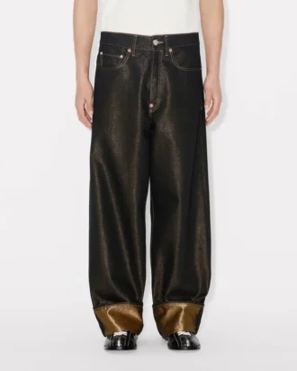 Vaqueros de corte ancho con vuelta en denim japonés
