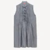 Vestido corto de denim de lino mezclado lavado Vestido corto de denim de lino mezclado lavado