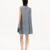 Vestido corto de denim de lino mezclado lavado Vestido corto de denim de lino mezclado lavado