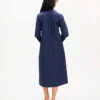 Vestido midi de manga larga en popelín de algodón ligero Vestido midi de manga larga en popelín de algodón ligero