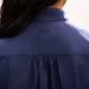 Vestido midi de manga larga en popelín de algodón ligero Vestido midi de manga larga en popelín de algodón ligero