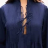 Vestido midi de manga larga en popelín de algodón ligero Vestido midi de manga larga en popelín de algodón ligero