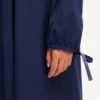 Vestido midi de manga larga en popelín de algodón ligero Vestido midi de manga larga en popelín de algodón ligero